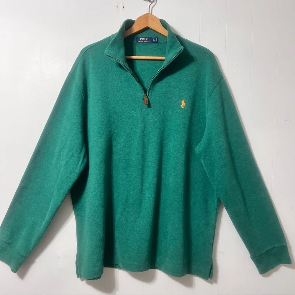 Polo Ralph Lauren French Ribbed Half Zip Sweater Preppy Casual Classic Size XL